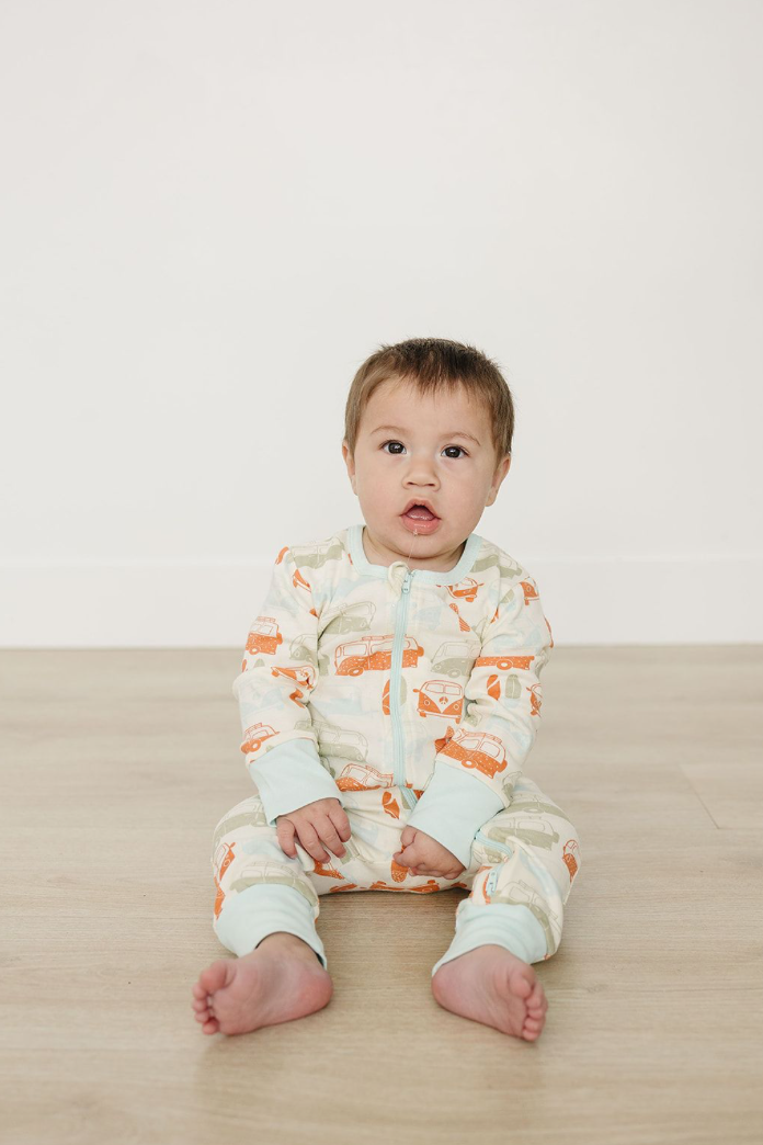 GOTS Certified Organic Cotton Zippy - Vintage Busses