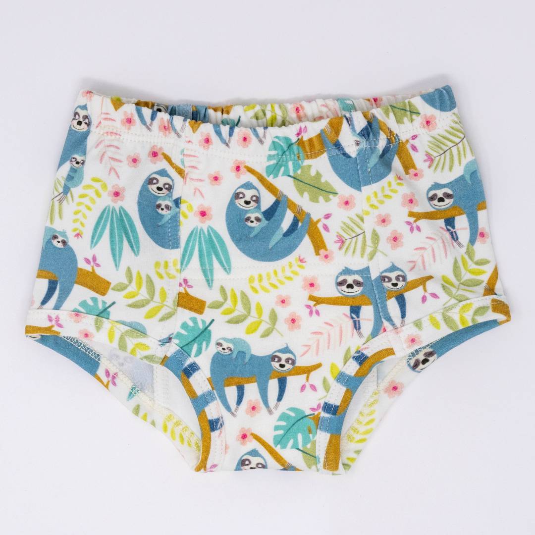 Organic Potty Training Underpants: Playful Family of Sloths