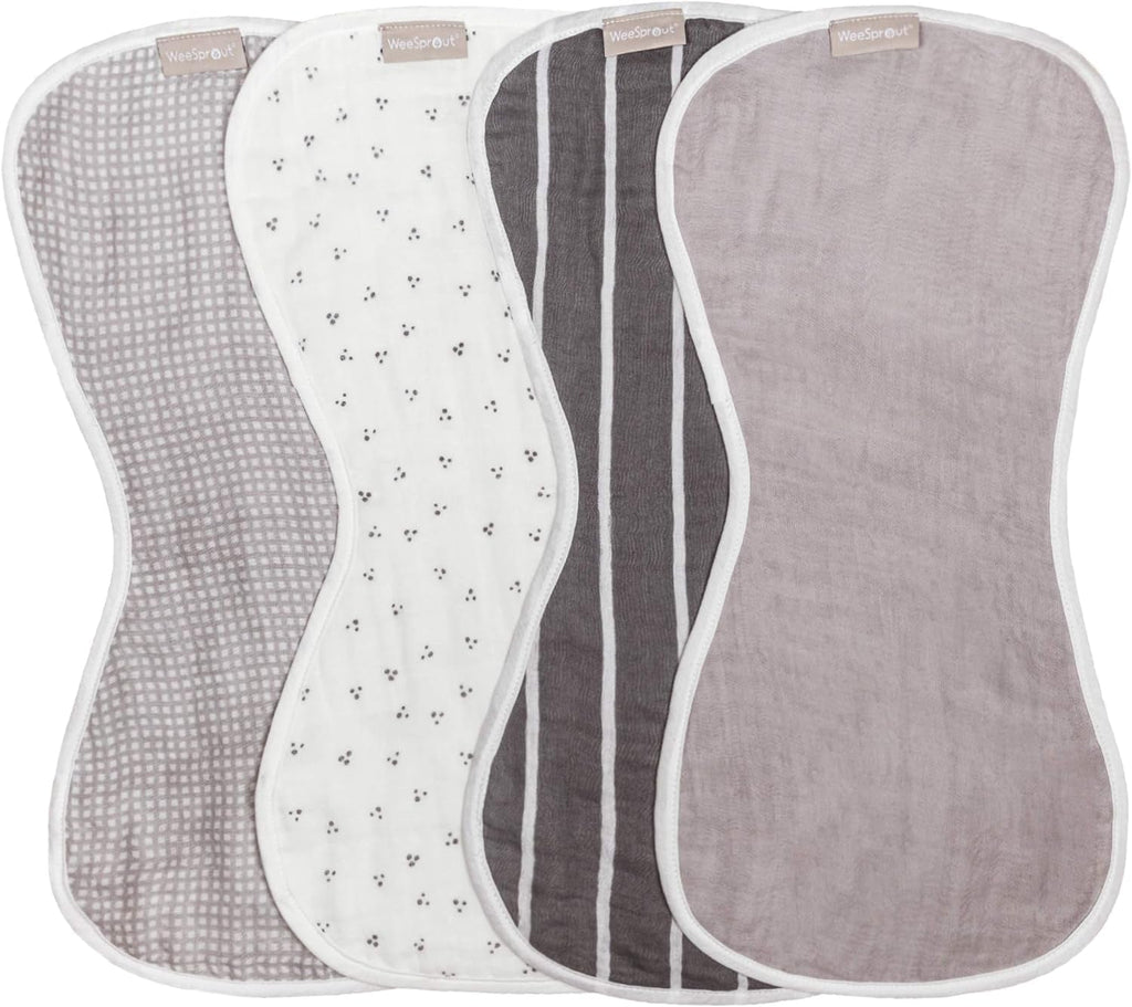WeeSprout 100% Organic Cotton Burp Cloths — Ultra-Absorbent, Multi-Functional & Gentle on Baby’s Skin