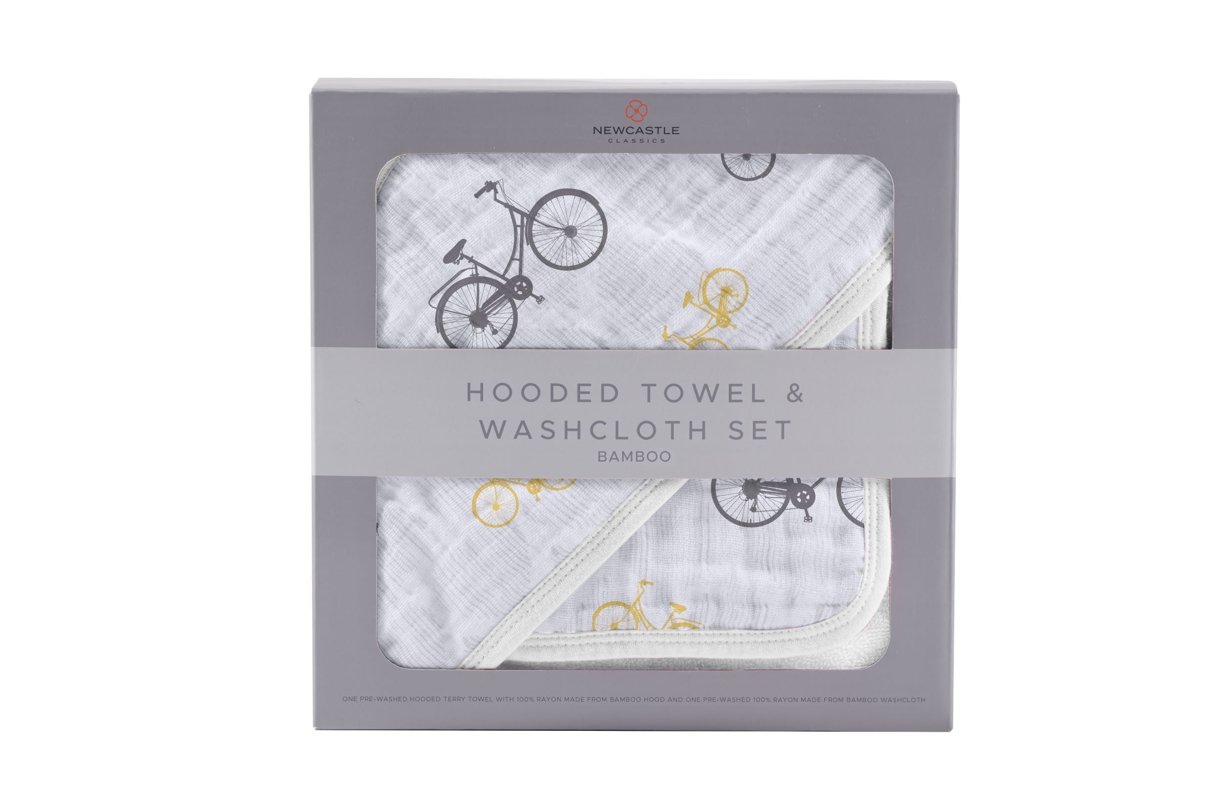 Baby Bamboo Muslin Hooded Towel Washcloth Set Bicycle