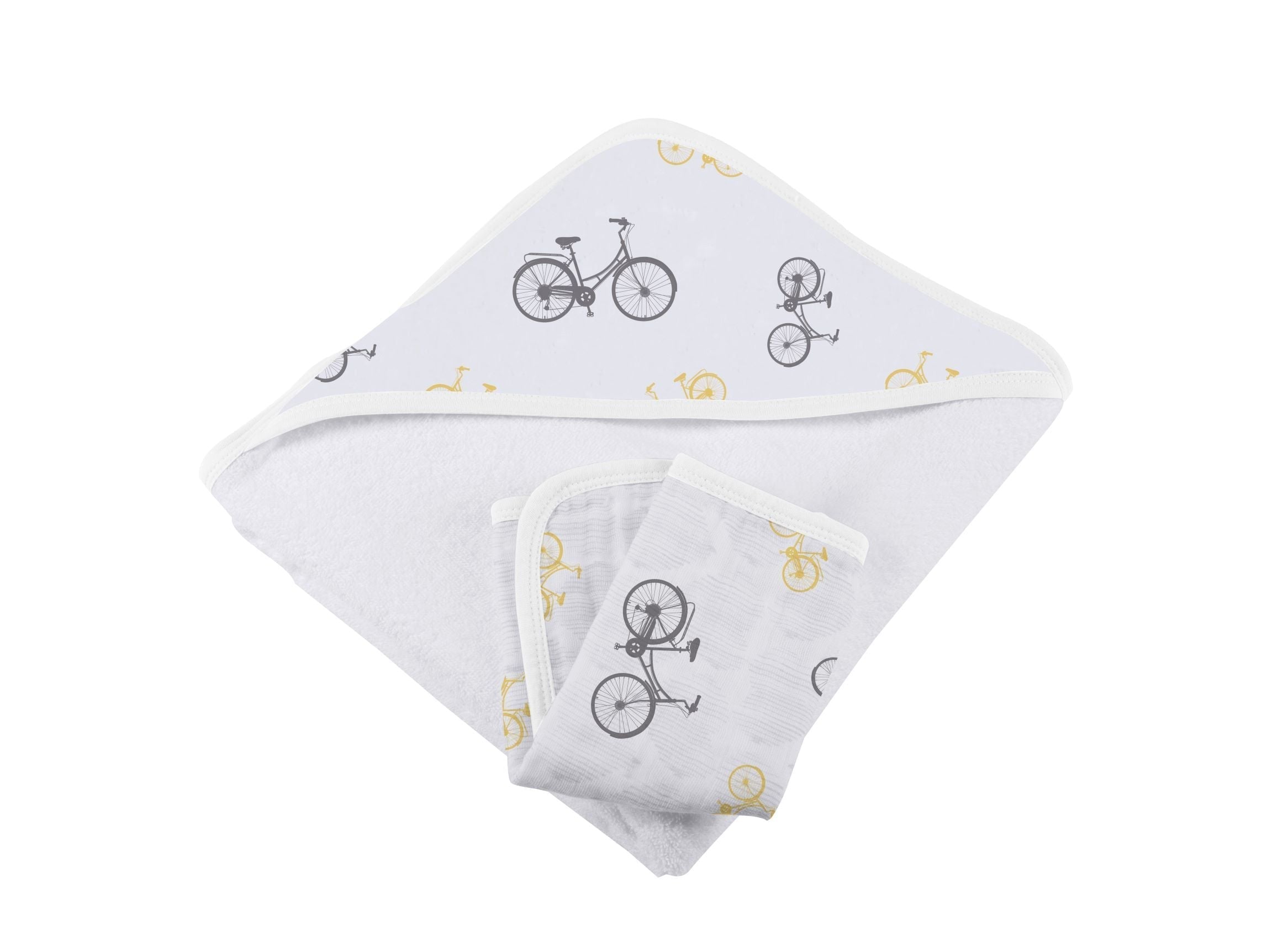 Baby Bamboo Muslin Hooded Towel Washcloth Set Bicycle