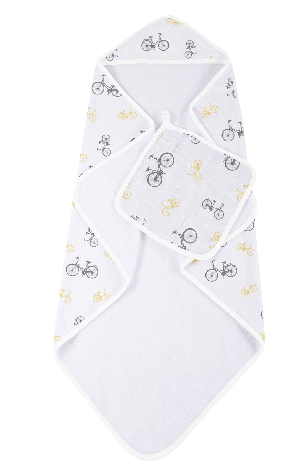 Baby Bamboo Muslin Hooded Towel Washcloth Set Bicycle