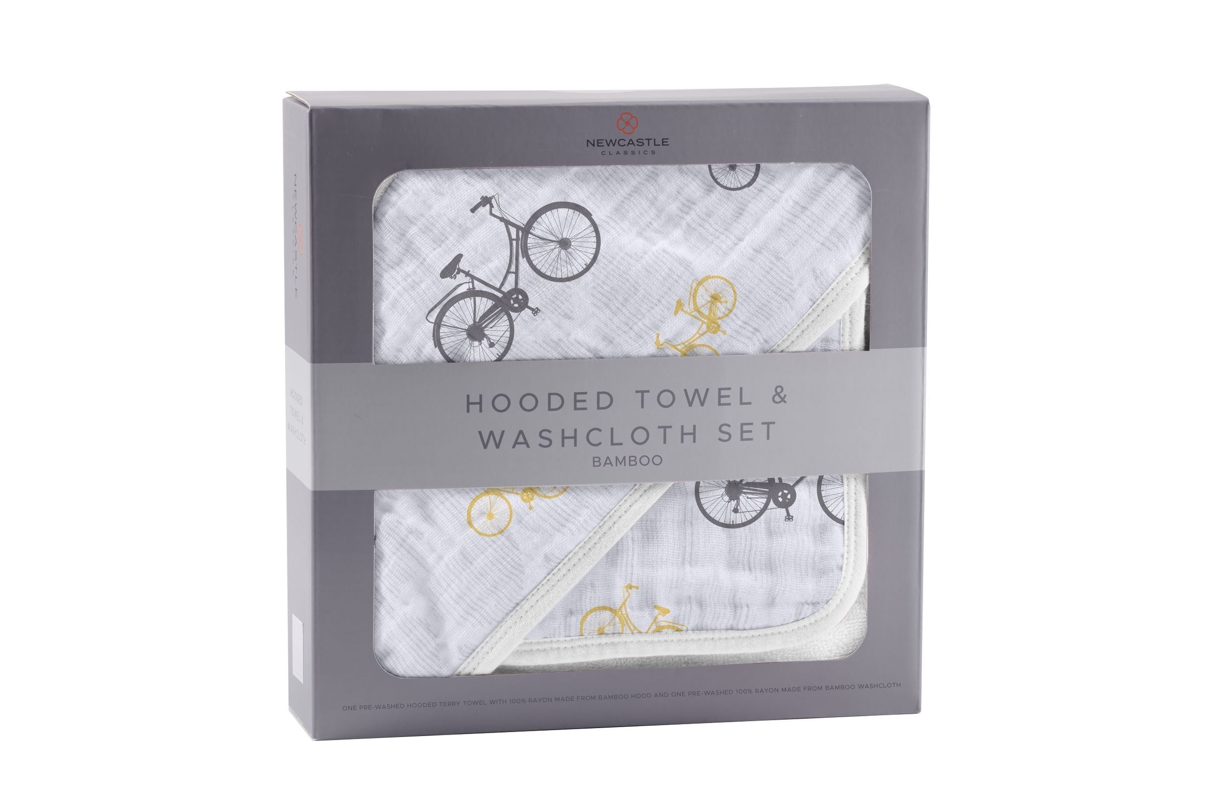 Baby Bamboo Muslin Hooded Towel Washcloth Set Bicycle