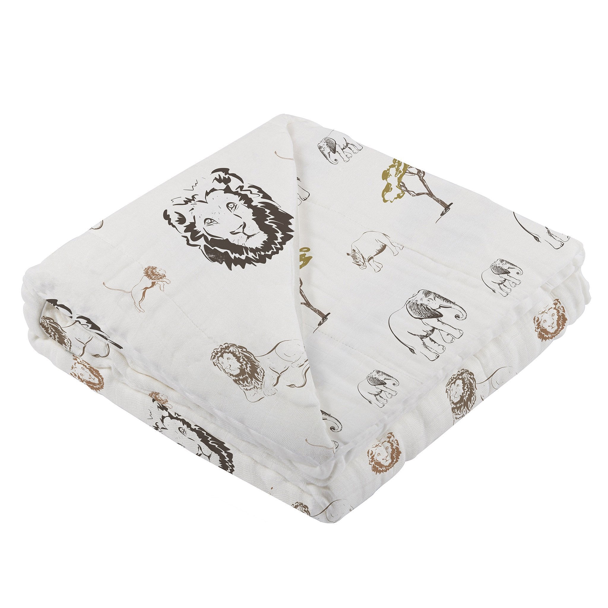 Bamboo Muslin Baby Blanket Lion Rhino Elephant Swaddle