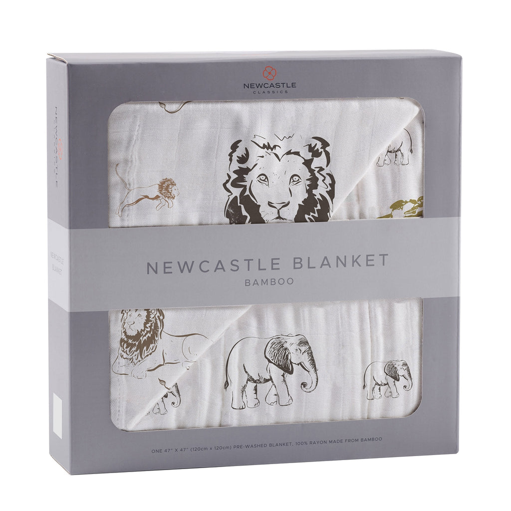 Bamboo Muslin Baby Blanket Lion Rhino Elephant Swaddle