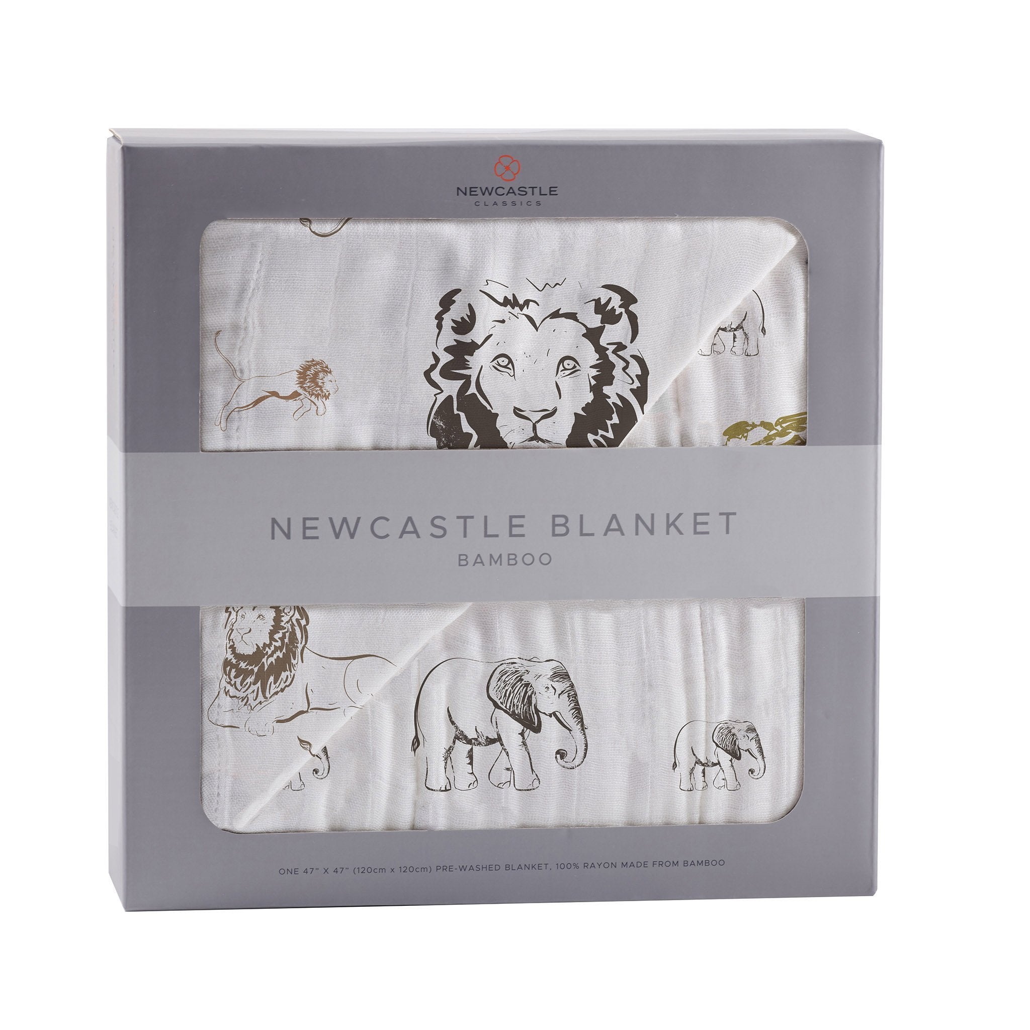 Bamboo Muslin Baby Blanket Lion Rhino Elephant Swaddle