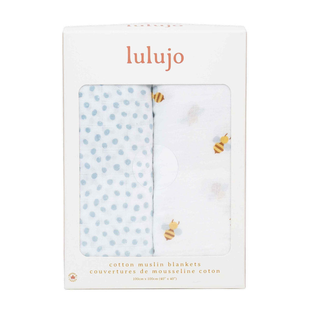 Lulujo Cotton Swaddles  Bees And Dots