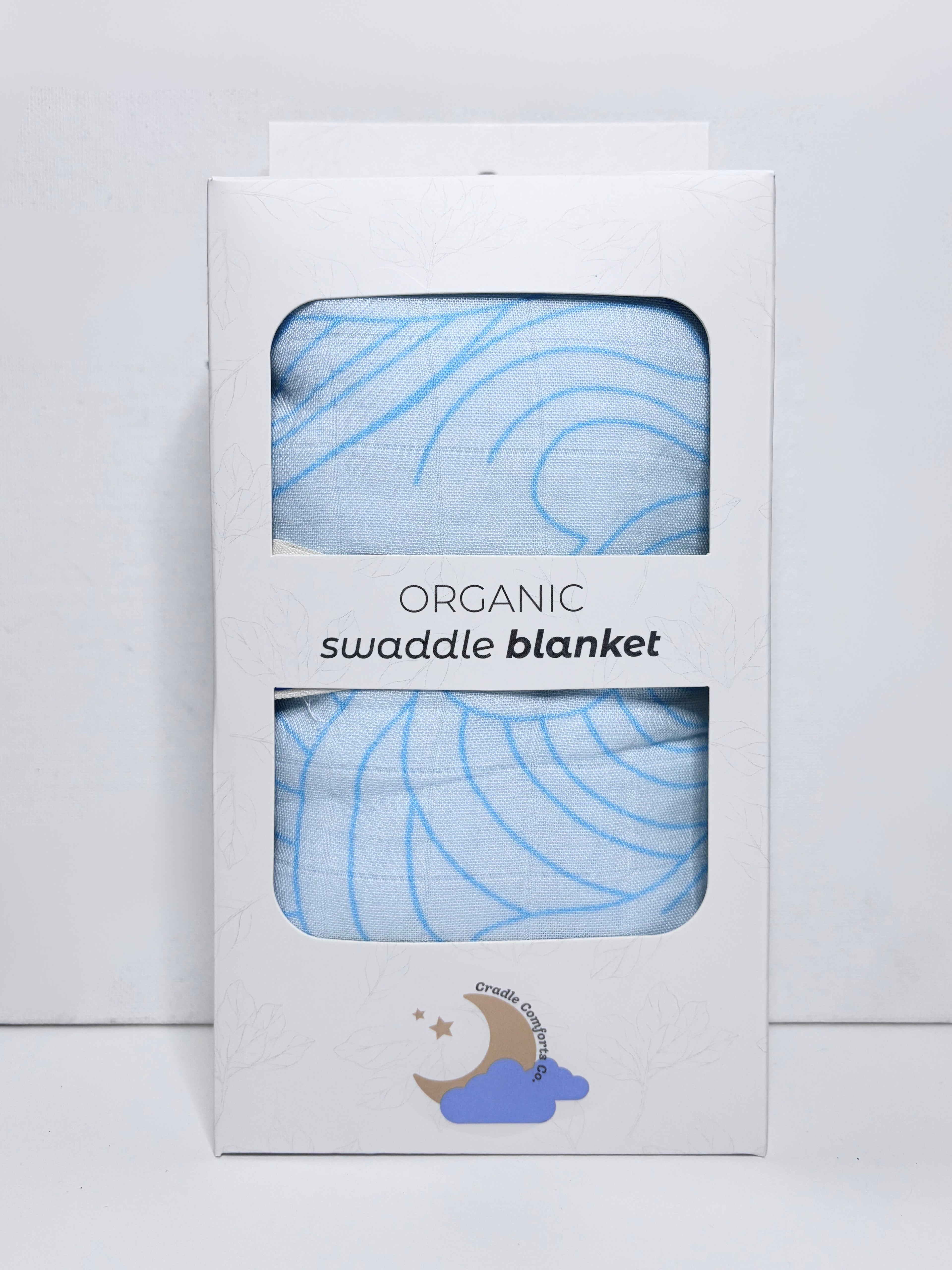 Organic Bamboo Cotton Muslin Swaddle Blanket in Crashing Sea Waves