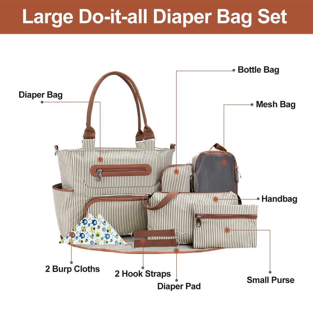 GBruno 8Pcs Baby Nappy Diaper Bags Set