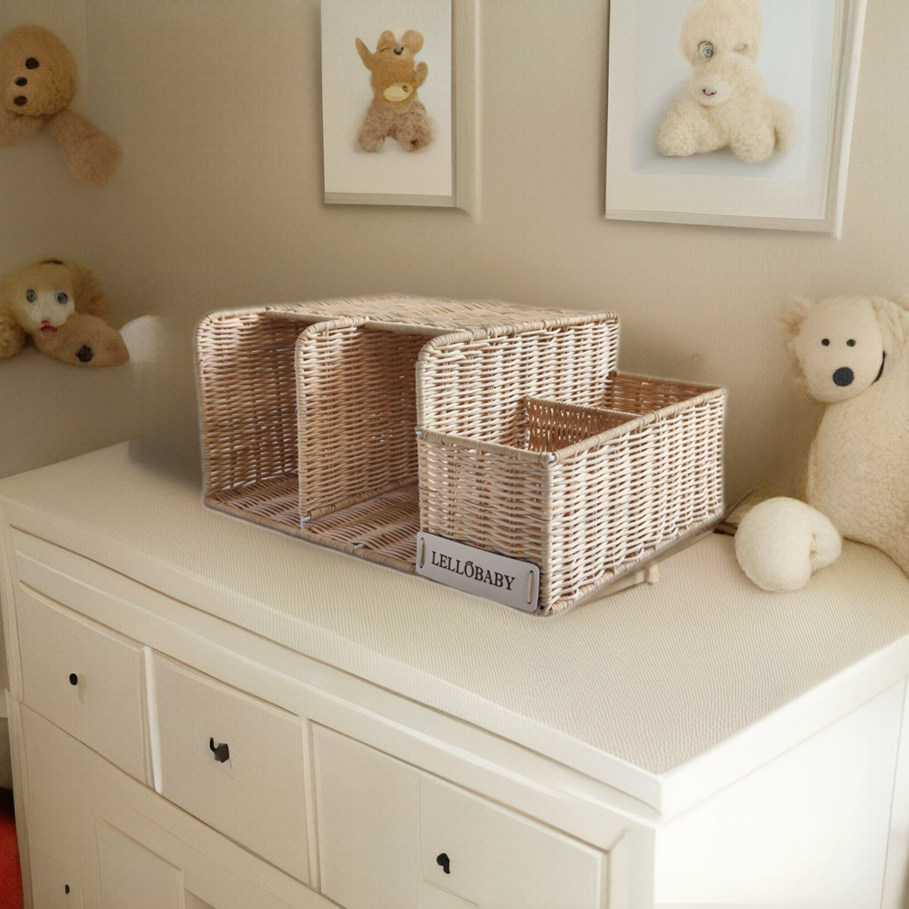 LELLOBABY™ X Hampton BABY - Deluxe Rattan Diaper Caddy