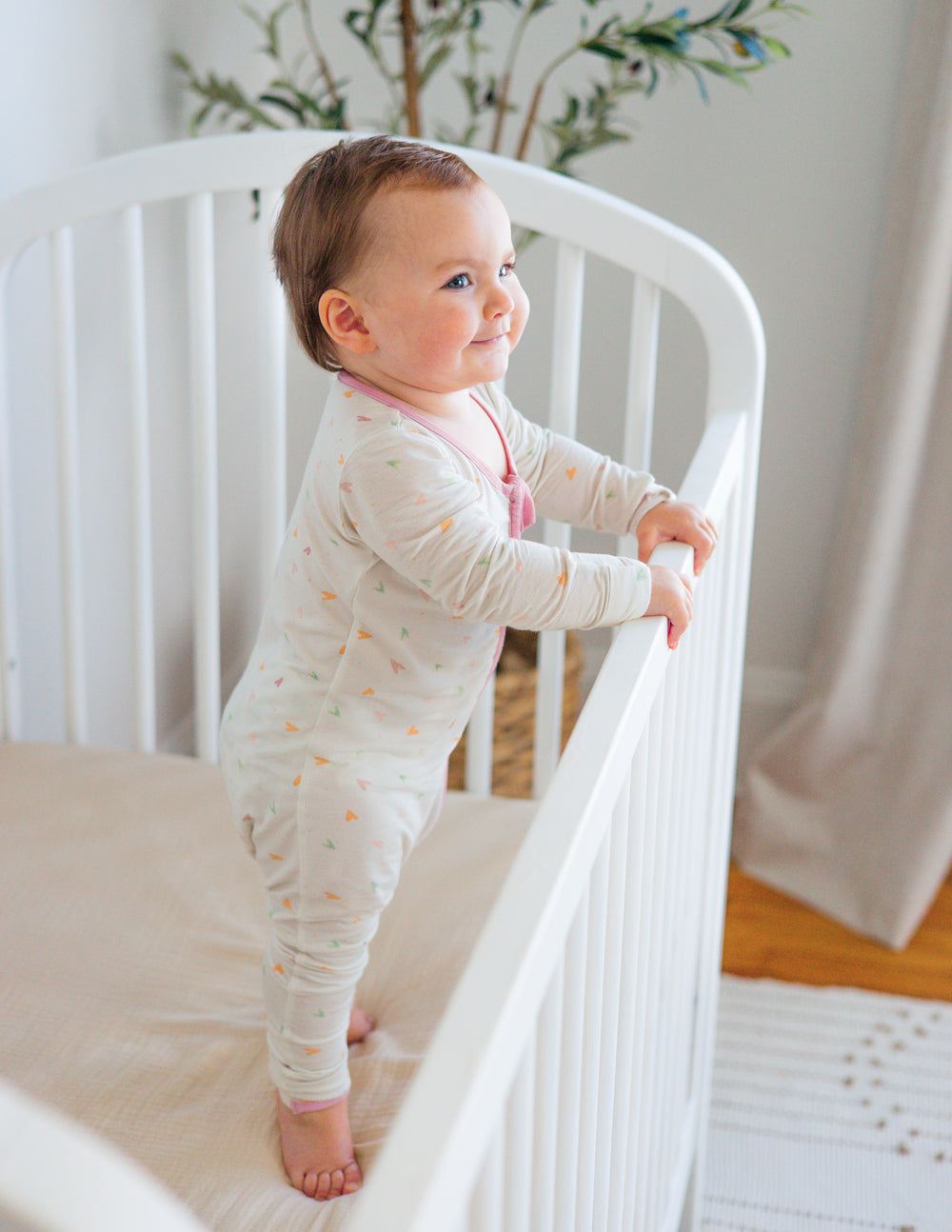 Heart Bamboo Convertible Footed Onesie