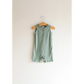 Super Soft Organic Cotton Henley Romper in Sage Green for Babies