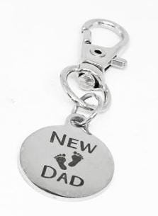 New Dad Clip On Charm Stainless Steel Engraved Keychain Gift For New Father Baby Announcement Keepsake Dad To Be Gift Fatherhood Jewelry