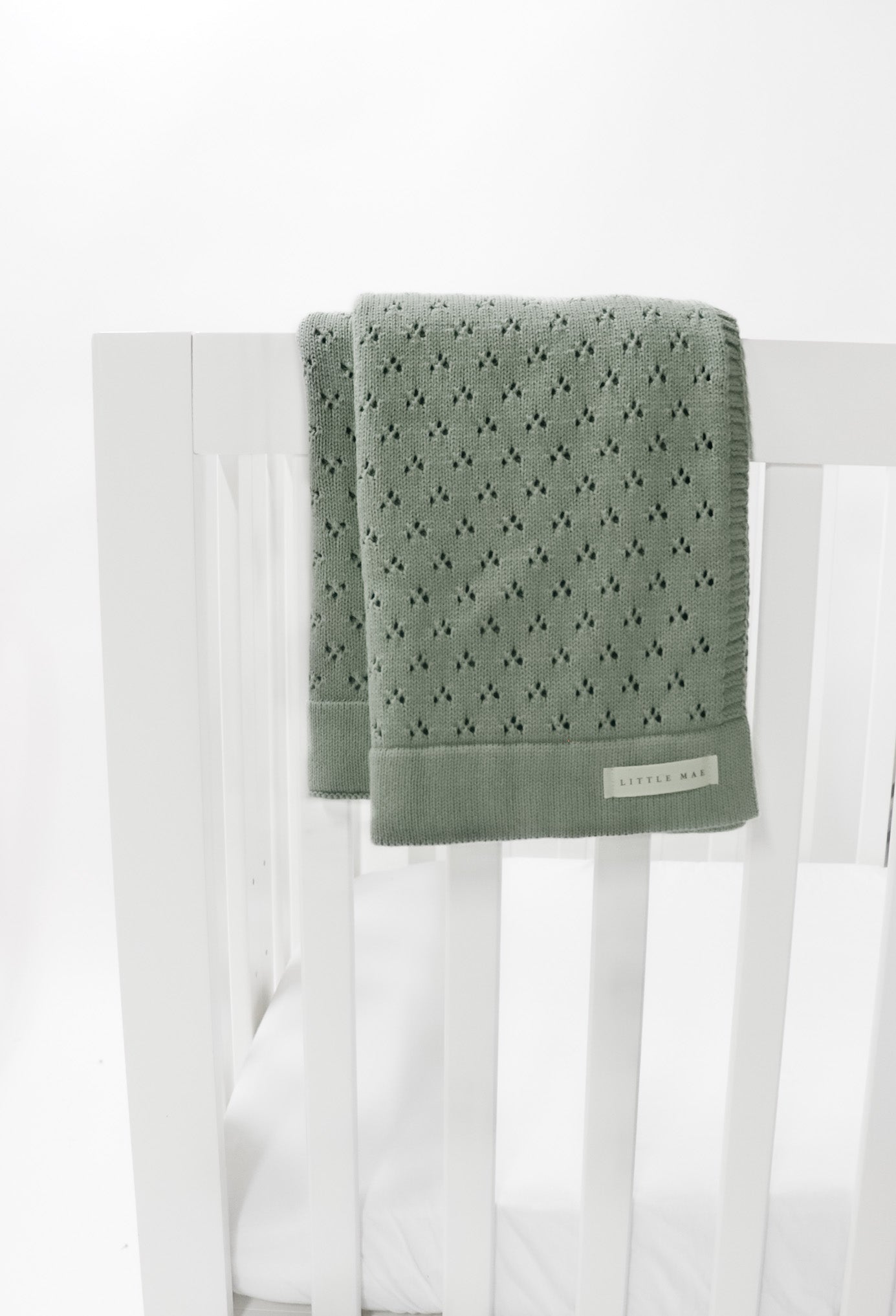 Mint Pointelle Knit Blanket