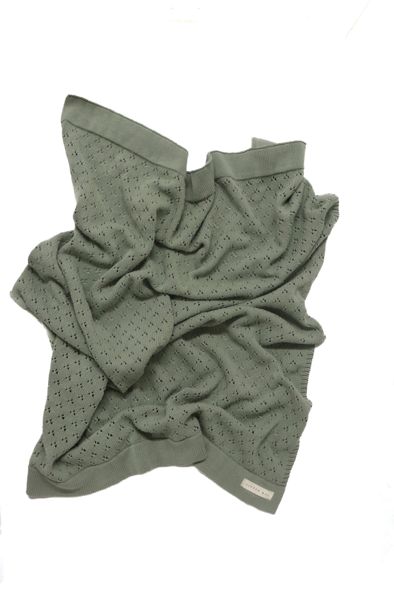 Mint Pointelle Knit Blanket