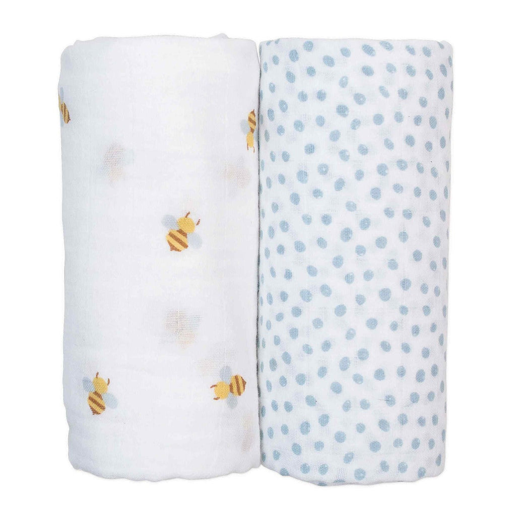 Lulujo Cotton Swaddles  Bees And Dots
