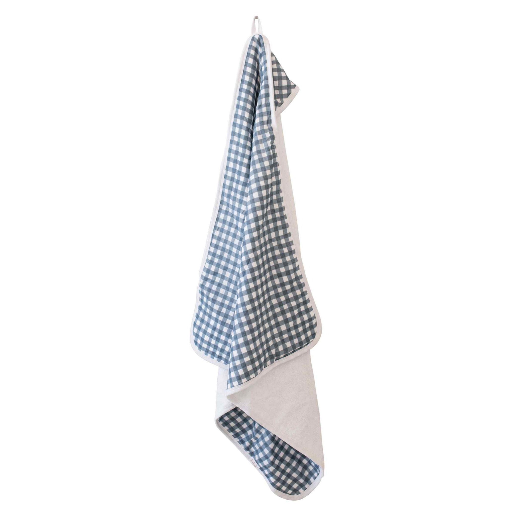 Lulujo Hooded Towel – Navy & Gingham