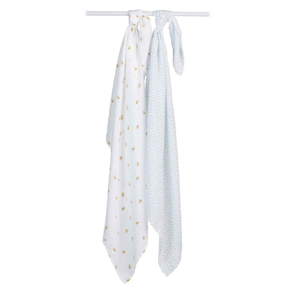 Lulujo Cotton Swaddles  Bees And Dots