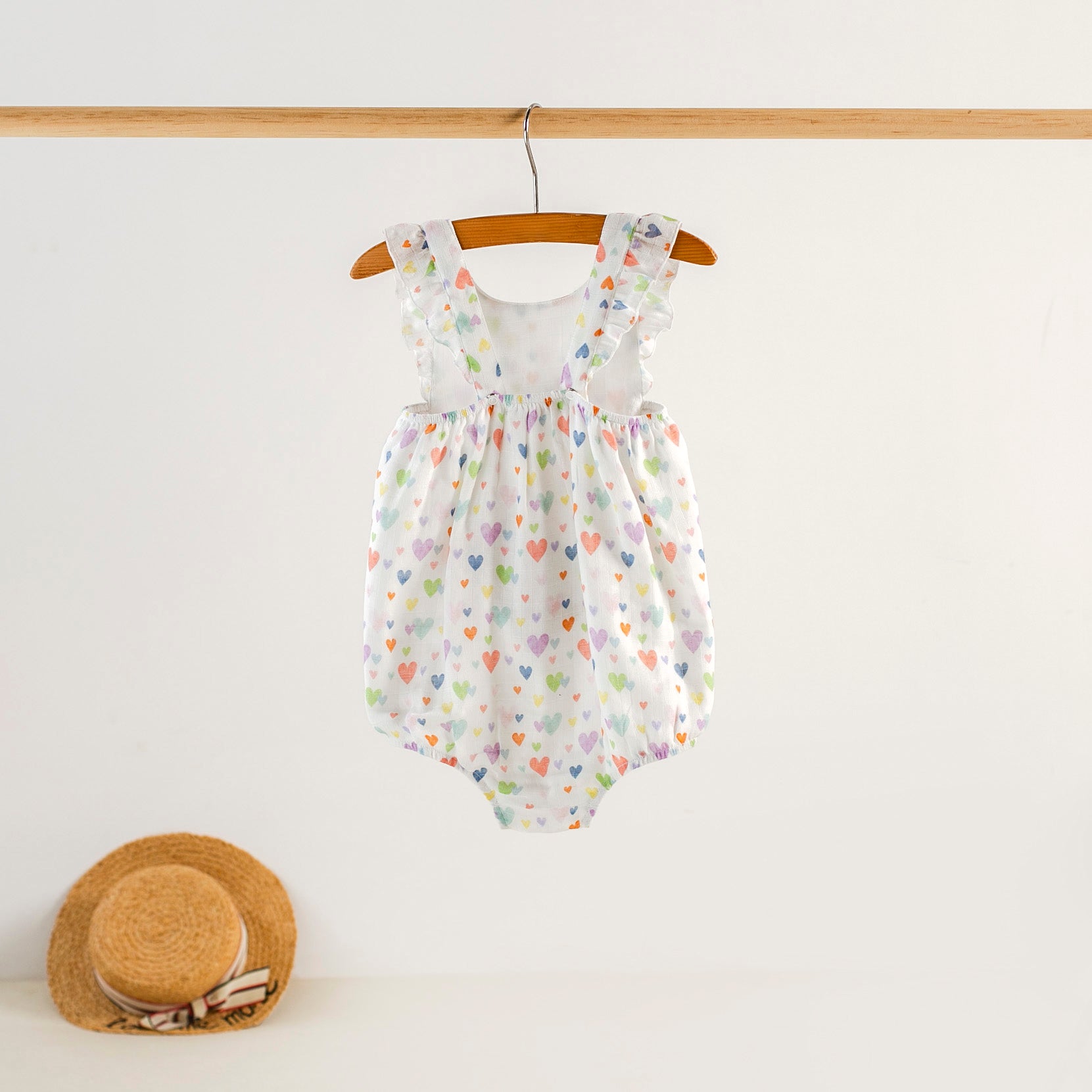 Confetti Hearts Organic Muslin Bubble Romper
