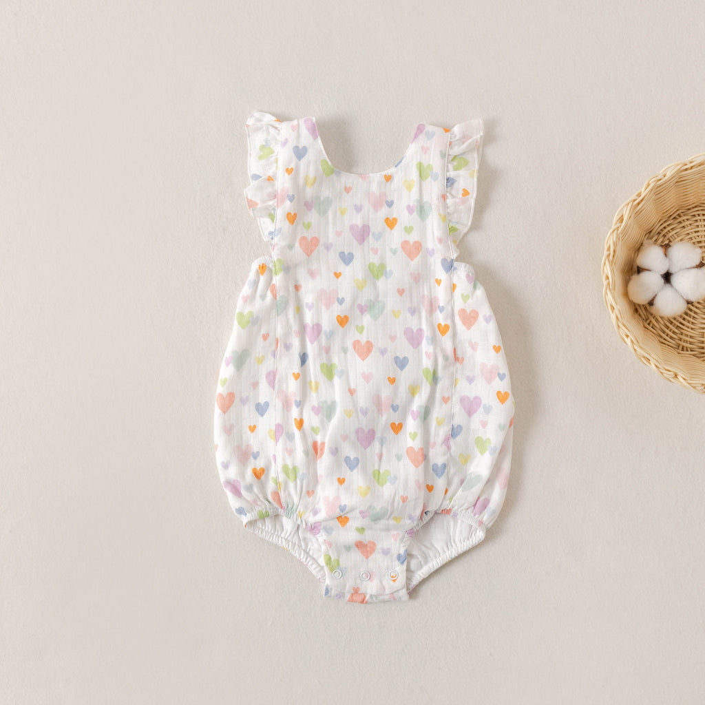 Confetti Hearts Organic Muslin Bubble Romper
