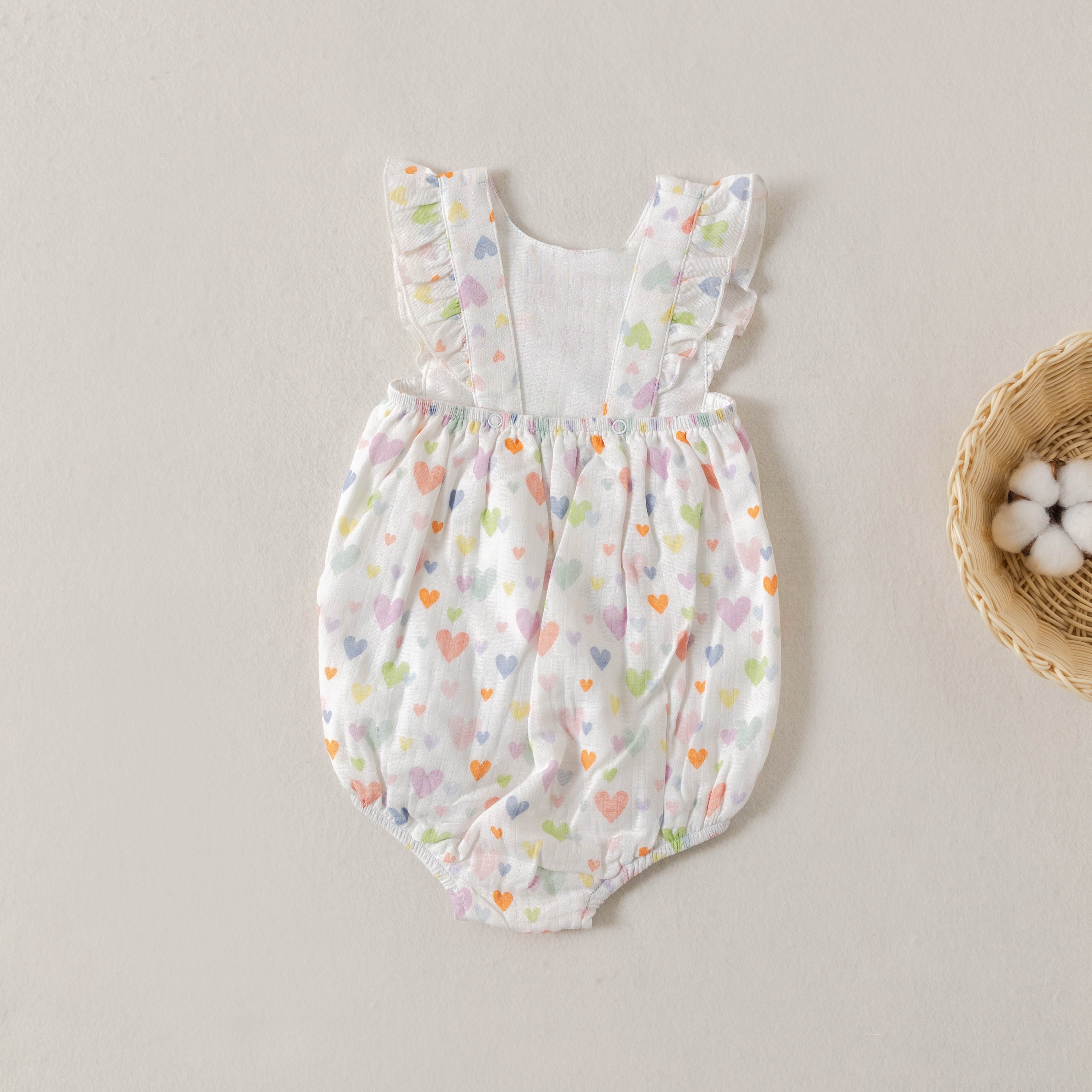 Confetti Hearts Organic Muslin Bubble Romper