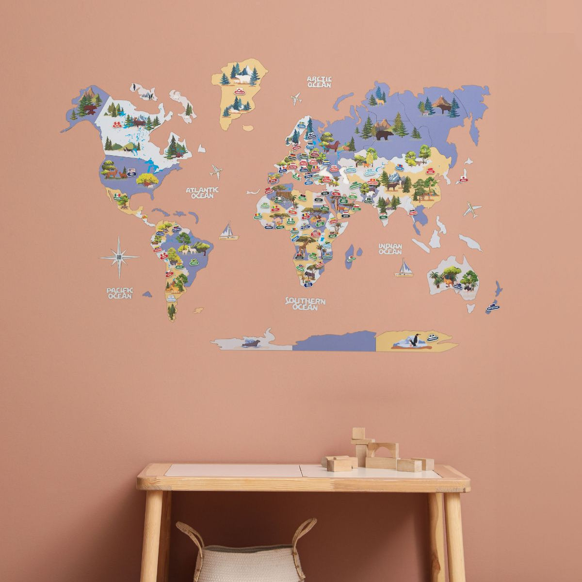 Nursery World Map Indigo