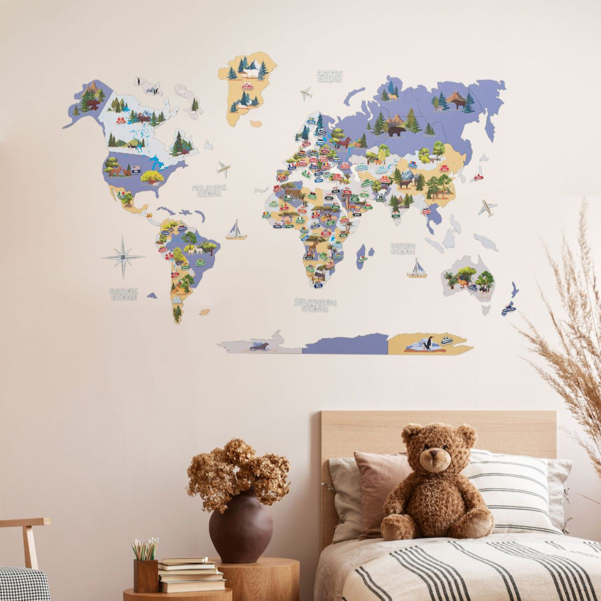 Nursery World Map Indigo