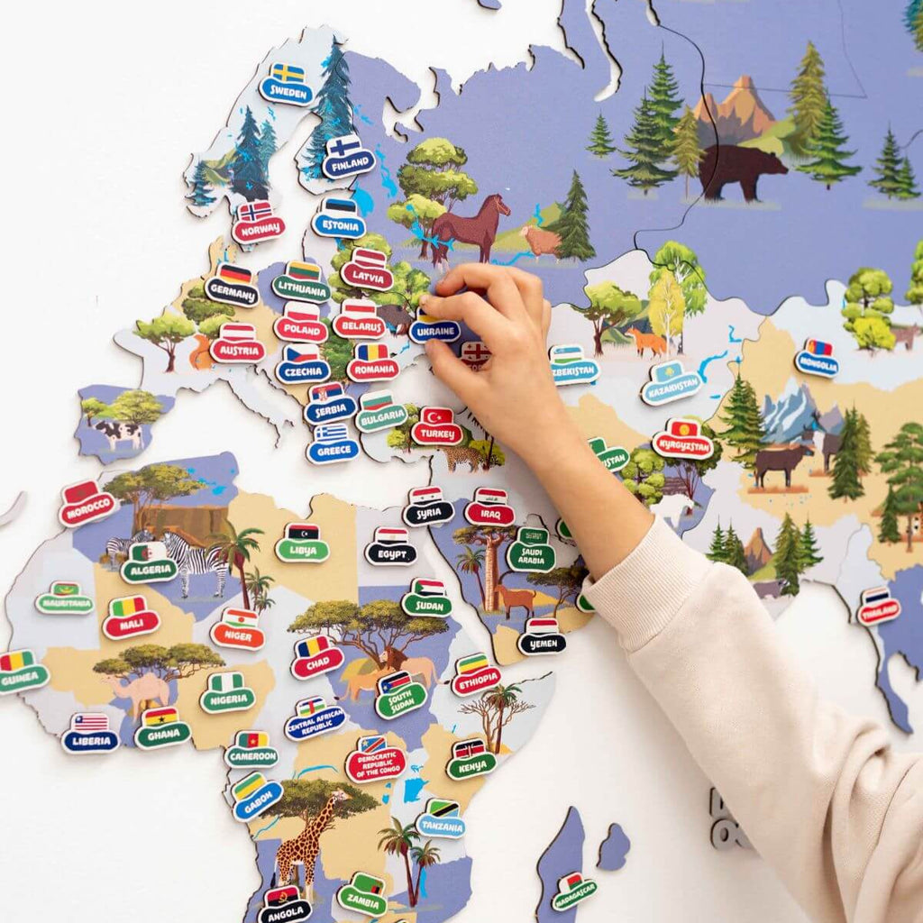 Nursery World Map Indigo