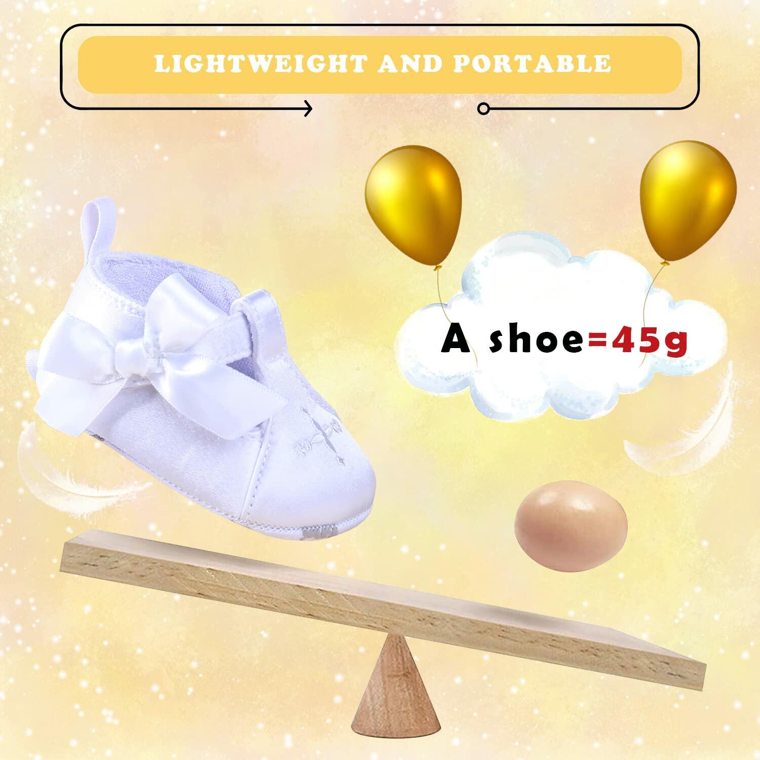 Booulfi Baby Girls Baptism Christening Shoes Booties White Size 12-18 Months