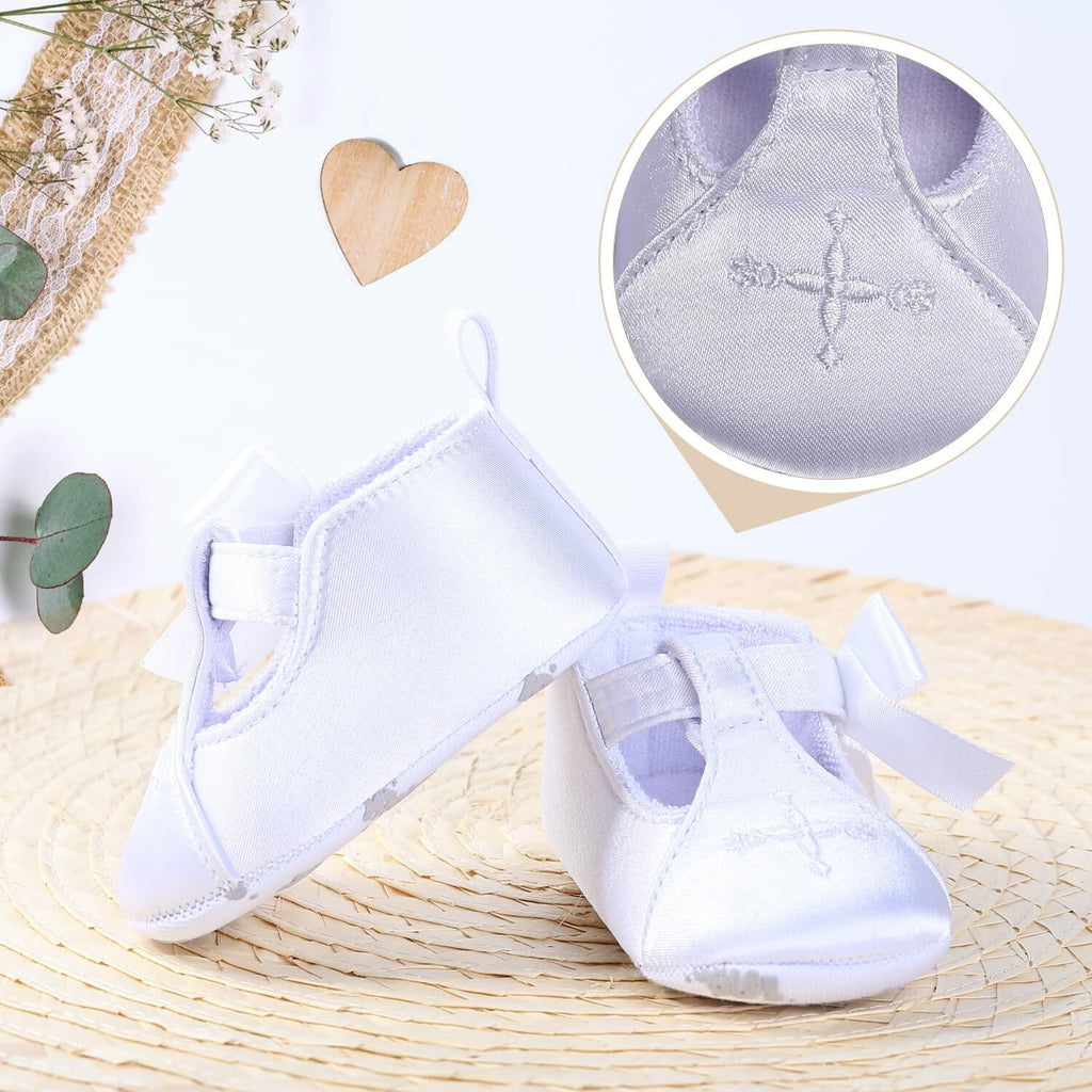 Booulfi Baby Girls Baptism Christening Shoes Booties White Size 12-18 Months