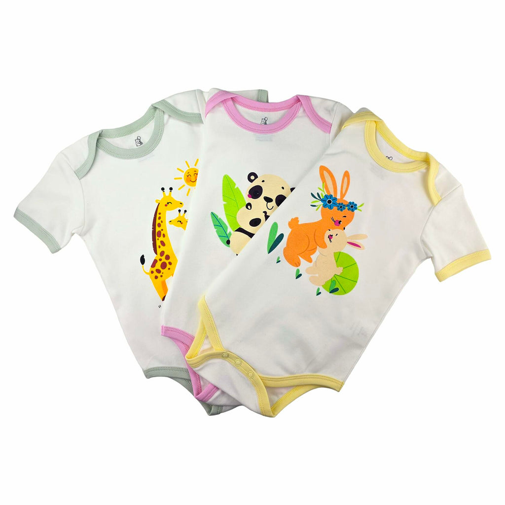 HippoHugs Organic Cotton Baby Sleeveless Footless Romper Yellow Bunny Size 3-6M