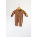 Cozy Brown Organic Cotton Baby Zipper Romper