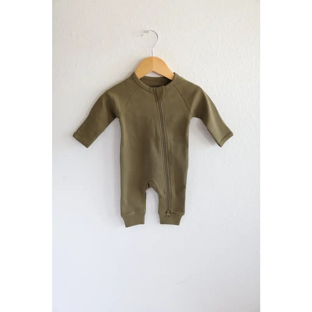 Organic Cotton Baby Sleeper in Olive Green