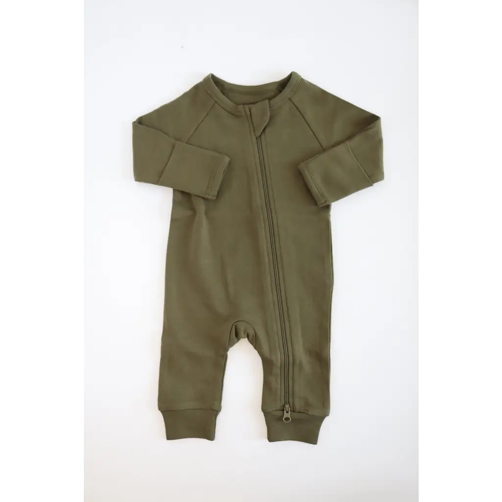 Organic Cotton Baby Sleeper in Olive Green
