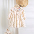 Autumn Arrival Baby Kids Girls Floral Pattern Long Sleeves Dress with