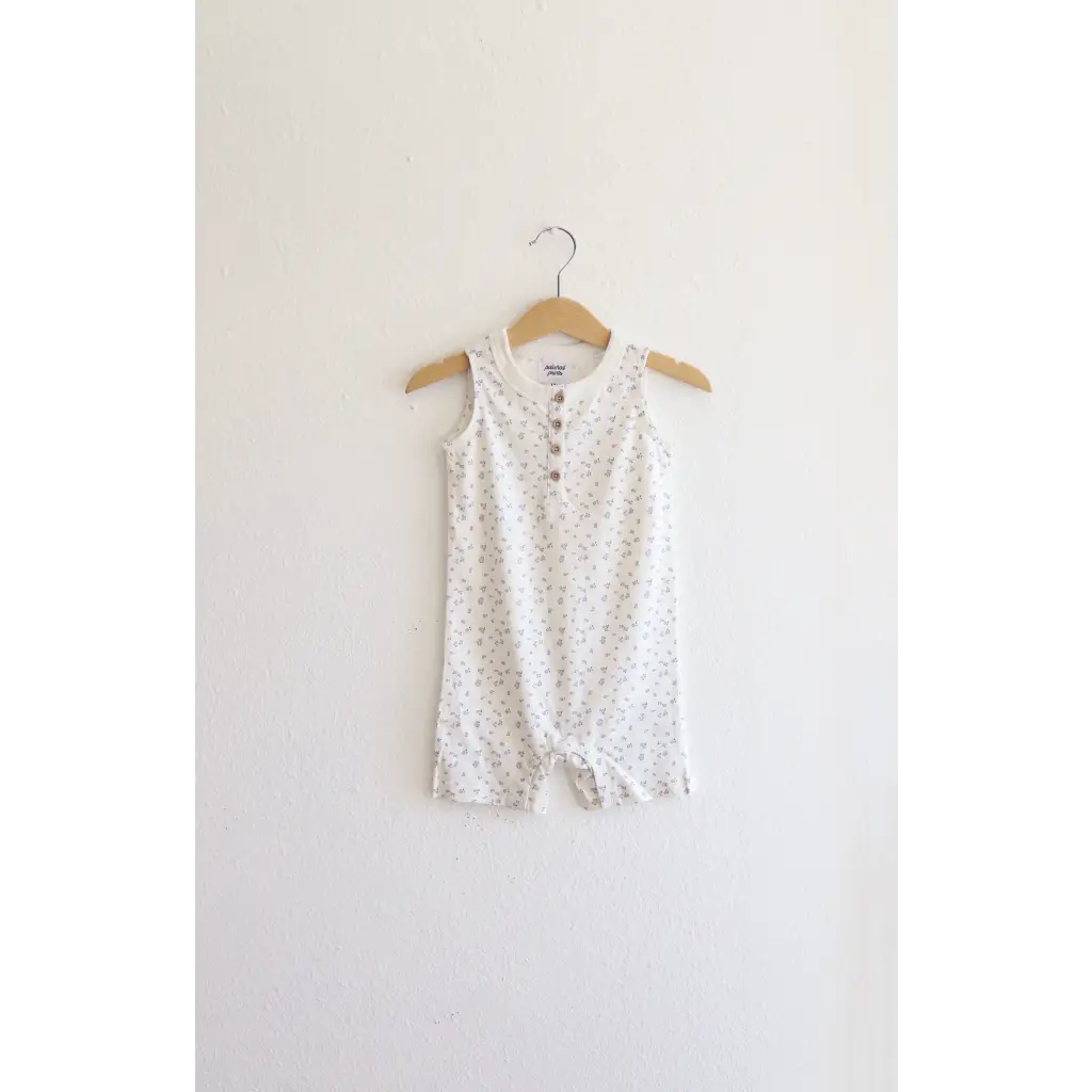Super Soft Organic Cotton Henley Romper for Babies with Floral Print