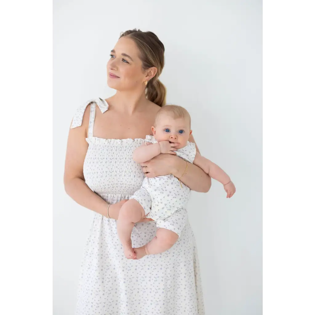 Super Soft Organic Cotton Henley Romper for Babies with Floral Print