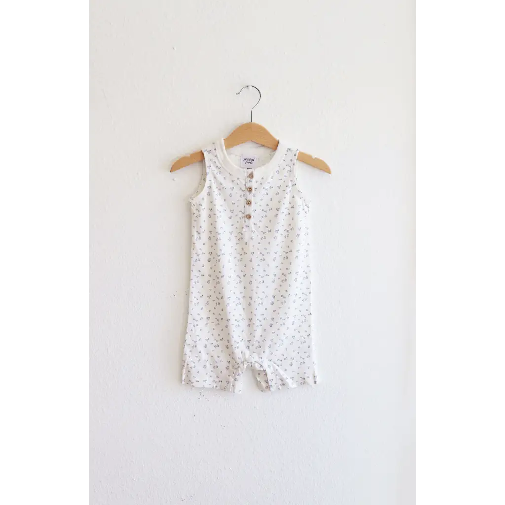 Super Soft Organic Cotton Henley Romper for Babies with Floral Print