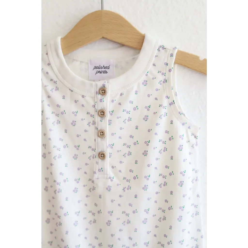 Super Soft Organic Cotton Henley Romper for Babies with Floral Print