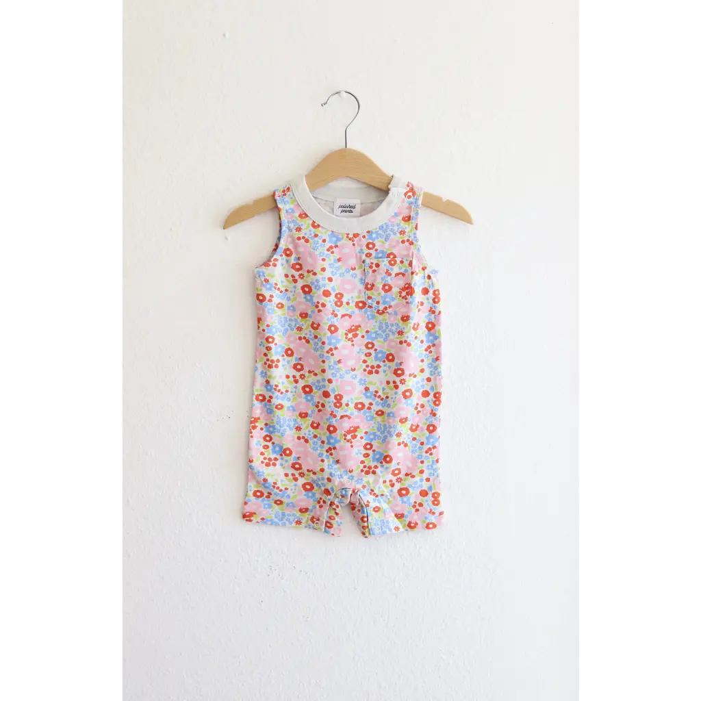Retro Floral Organic Cotton Pocket Playsuit for Babies