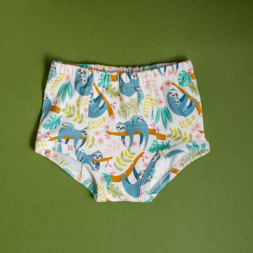 Organic Potty Training Underpants: Playful Family of Sloths
