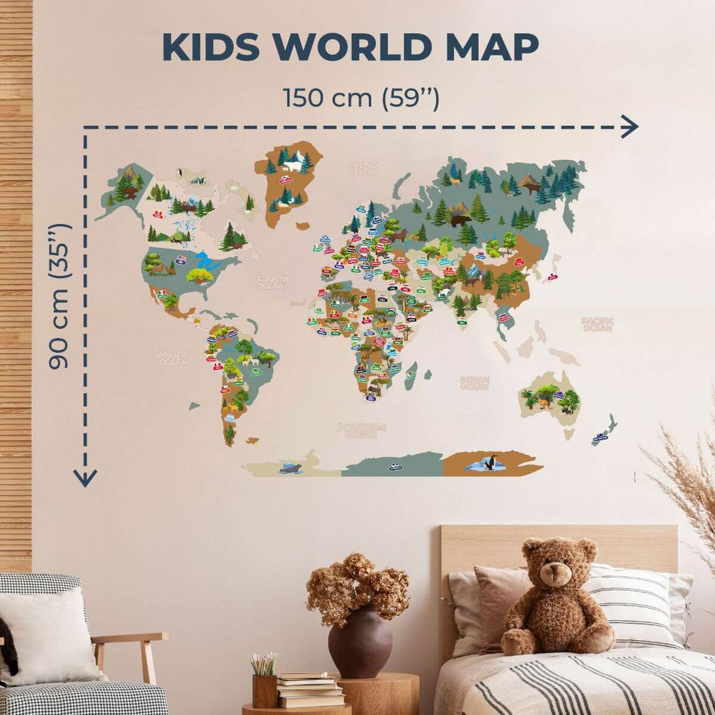 Nursery World Map Indigo